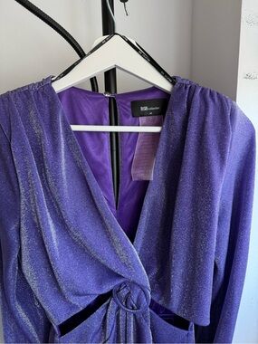 Purple Metallic Wrap Dress